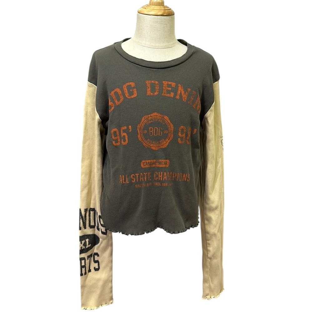BDG urban outfitters Organic Cotton Ribbed Long Sleeve Crew Neck Shirt Girls M